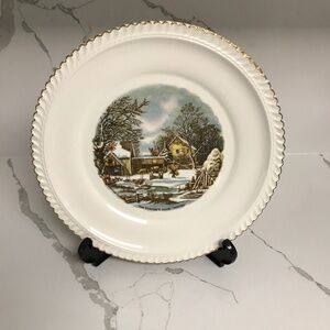 Vintage Harker Pottery Company Farmer’s Home Winter Plate